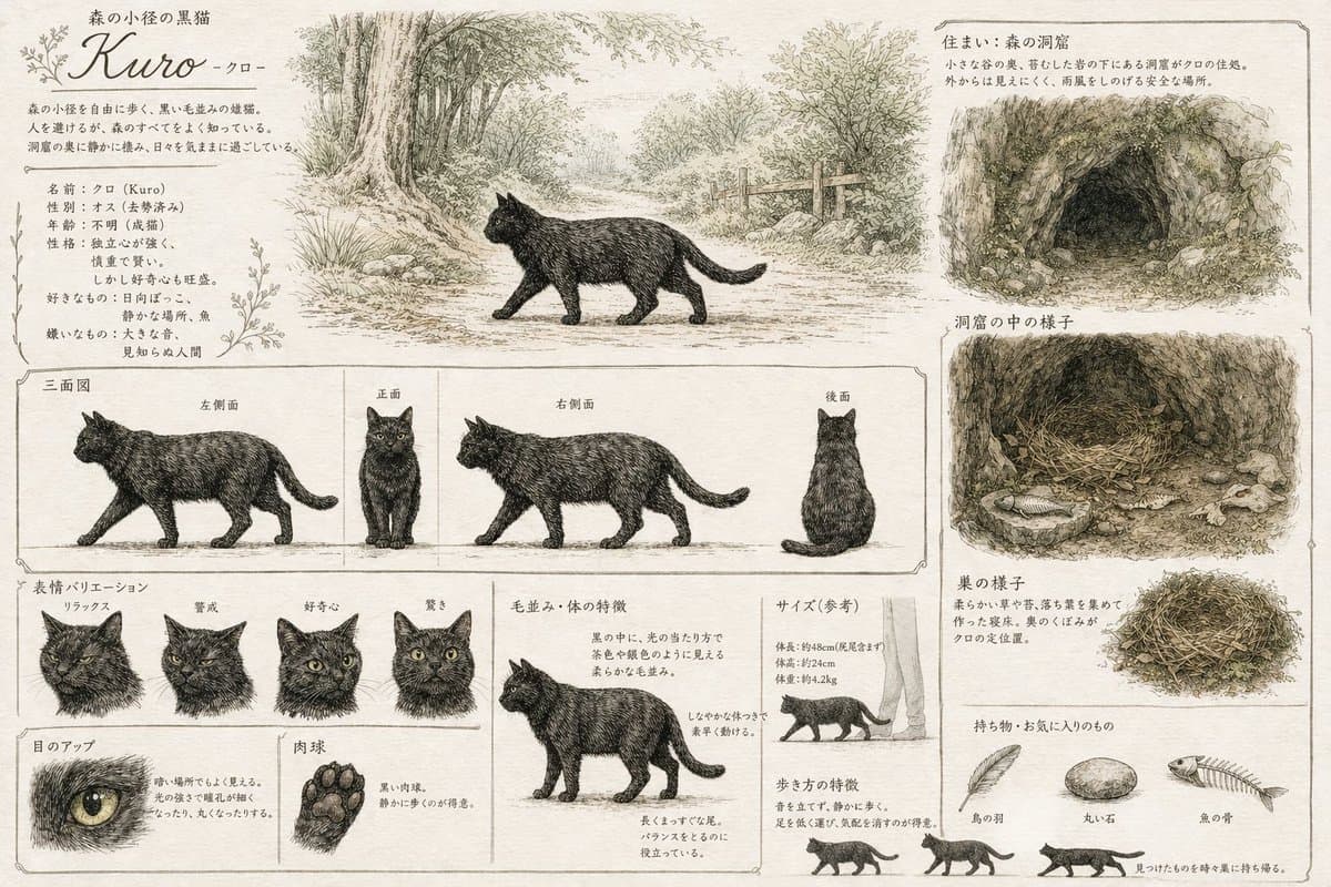 Vintage Creature Concept Art Sheet - AI image template preview