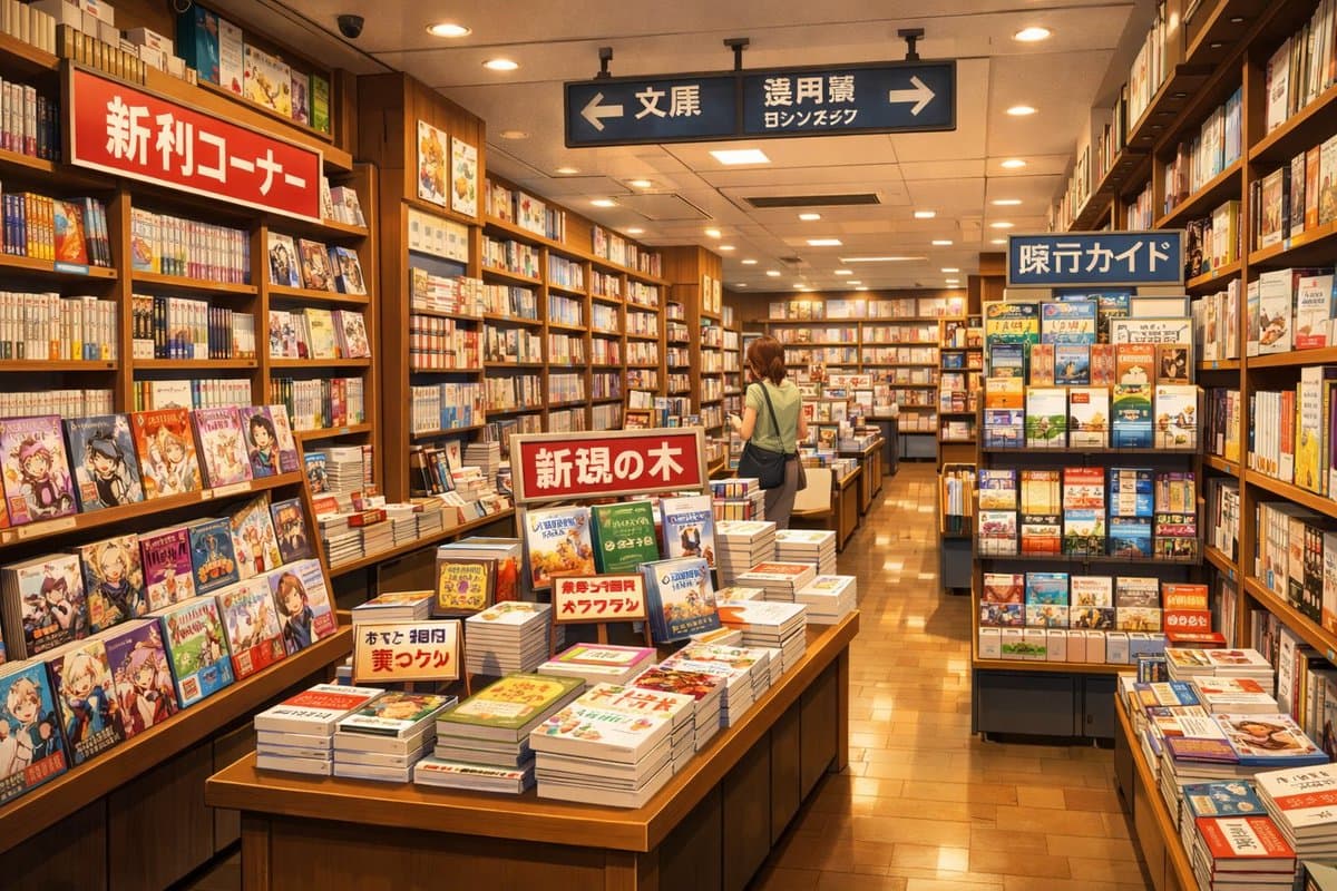 Japanese Bookstore Interior - AI image template preview