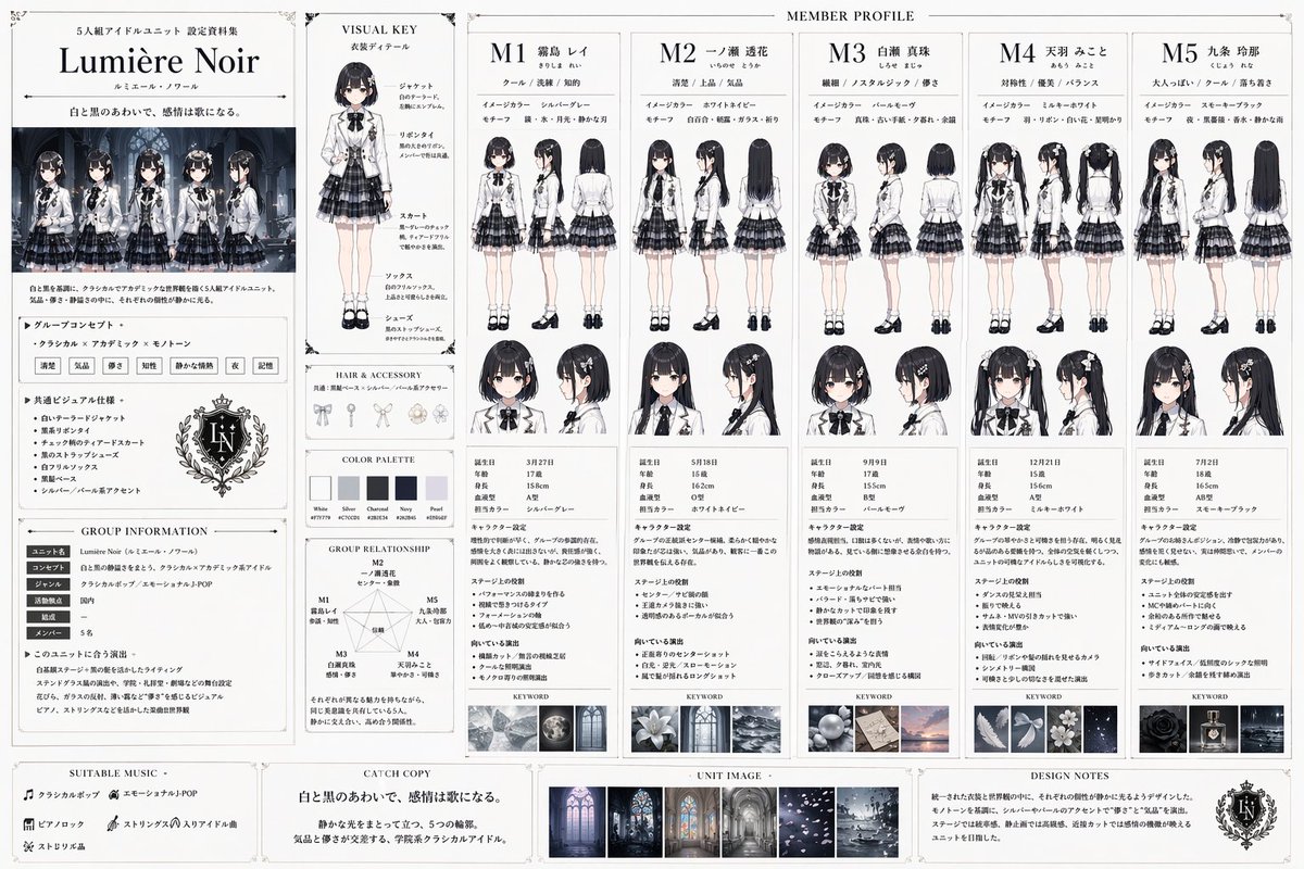 Idol Unit Concept Reference Sheet - AI image template preview
