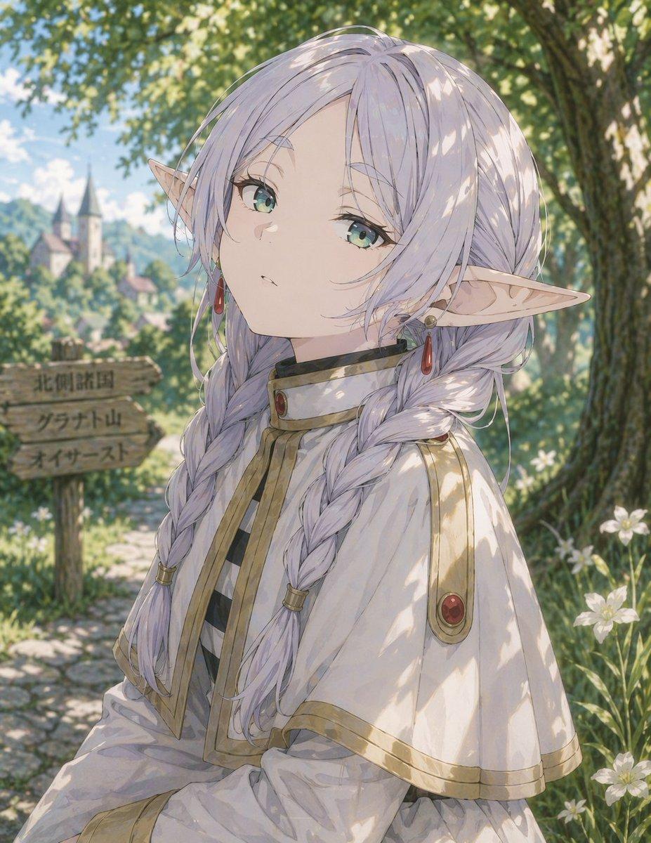 Anime Elf Girl on Forest Path - AI image template preview