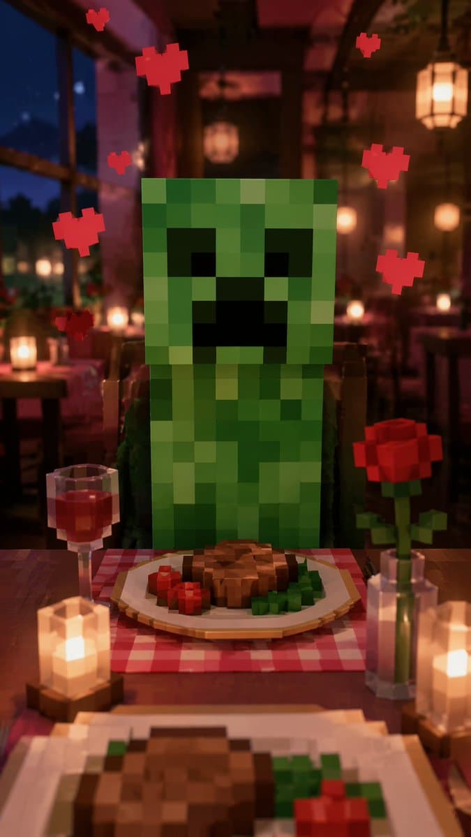 Romantic Voxel Dinner Date - AI image template preview