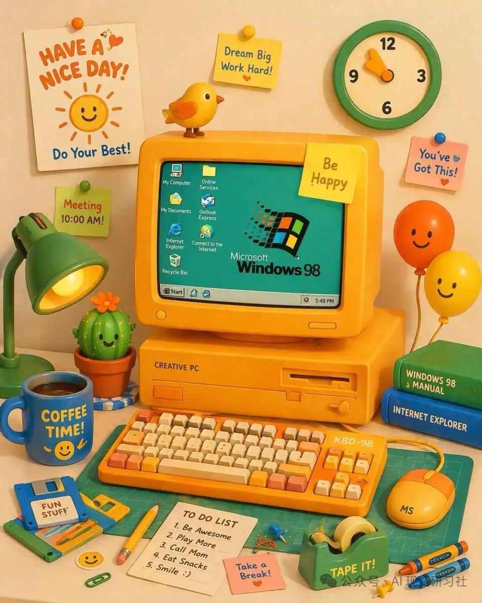 Retro 3D Claymation Desk Setup - AI image template preview
