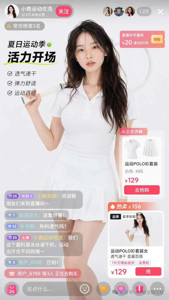 E-commerce Live Stream UI Mockup - AI image template preview