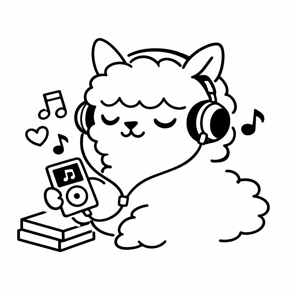 Line Art Animal Listening to Music - AI image template preview