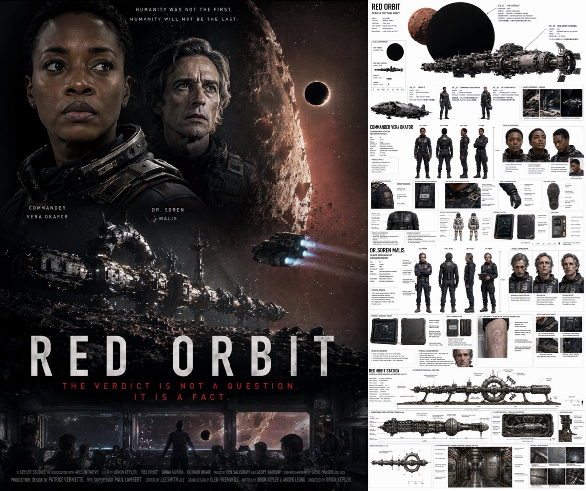 Sci-Fi Movie Poster and Production Design Sheet - AI image template preview