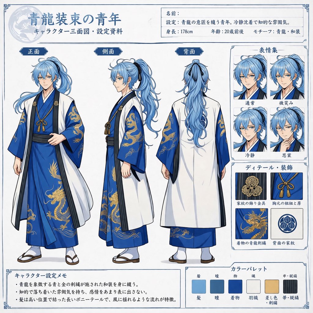 Comprehensive Anime Character Reference Sheet - AI image template preview