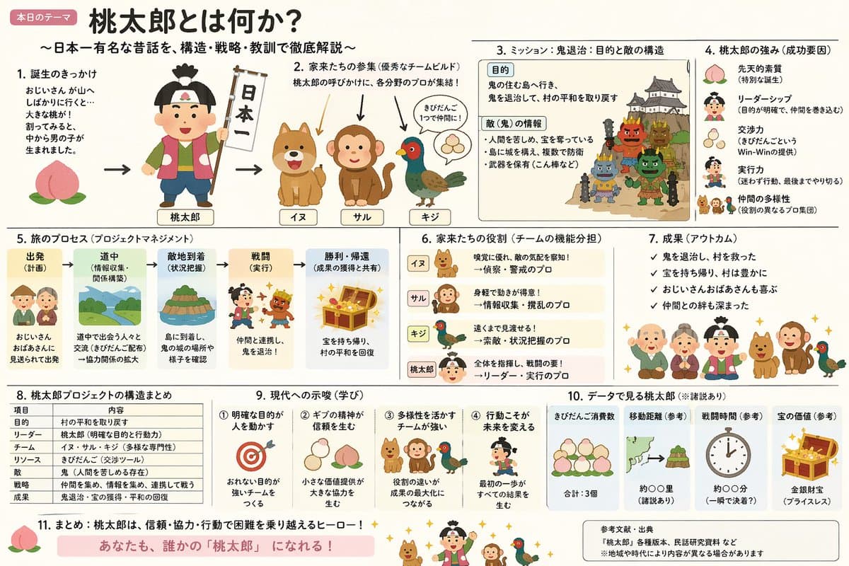 Momotaro Explainer Slide in Hybrid Style - AI image template preview