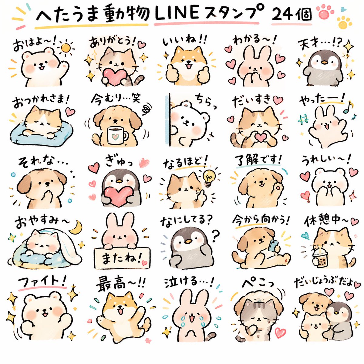 Quirky Animal Sticker Set - AI image template preview