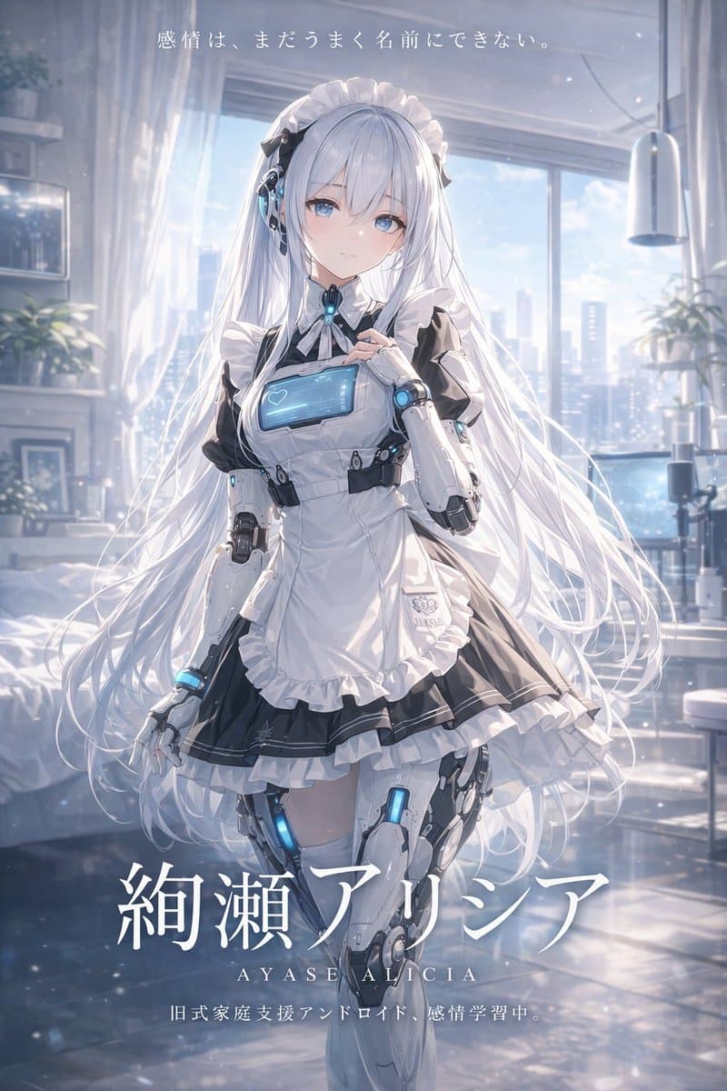 Sci-Fi Android Maid Light Novel Cover - AI image template preview