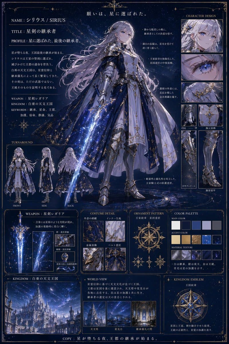 Fantasy Knight Concept Art Sheet - AI image template preview