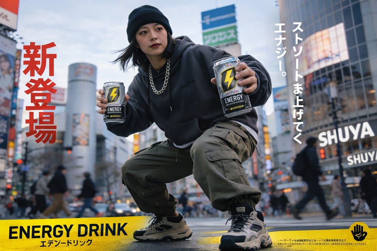 Urban Energy Drink Advertisement Poster - AI image template preview