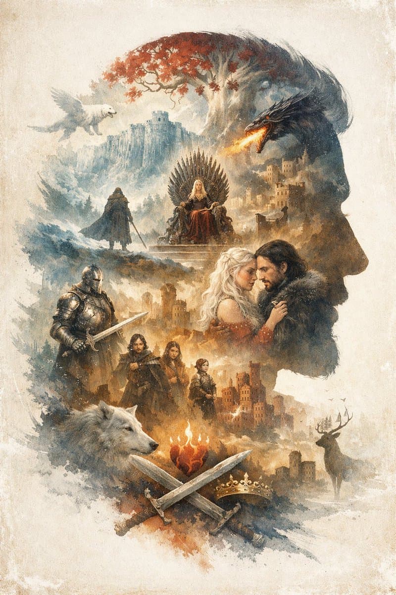 Epic Fantasy Double Exposure Silhouette - AI image template preview