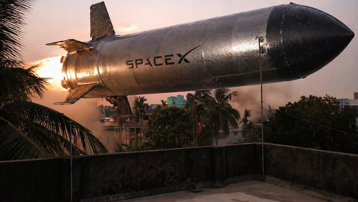 Low-Hovering Spacecraft Over Neighborhood - AI image template preview