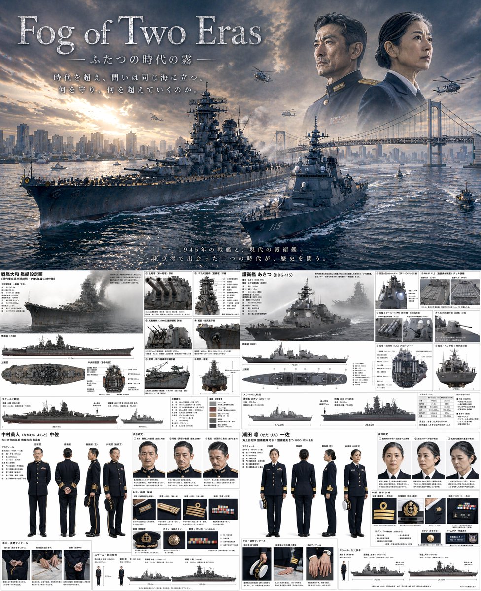 Dual-Era Naval Drama Poster & Spec Sheet - AI image template preview