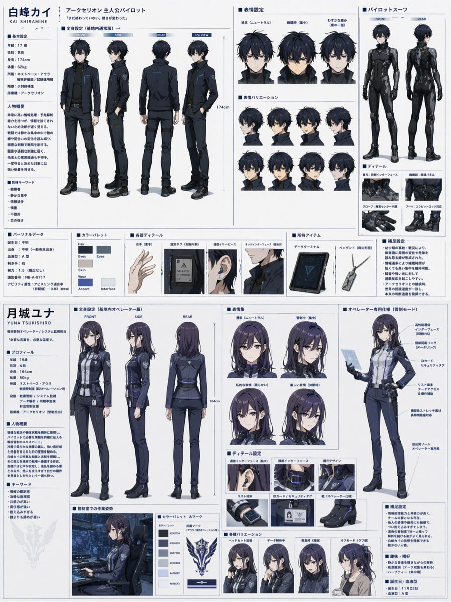 Dual Sci-Fi Character Reference Sheet - AI image template preview