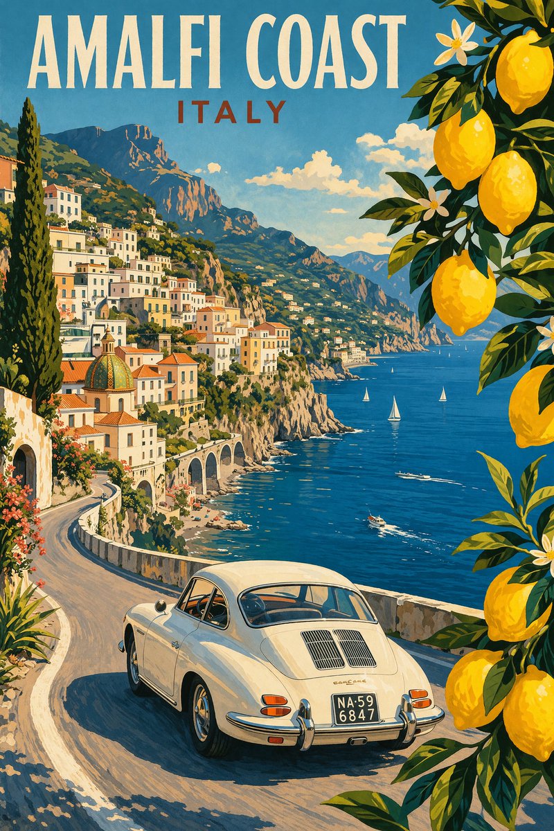 Vintage Amalfi Coast Travel Poster - AI image template preview