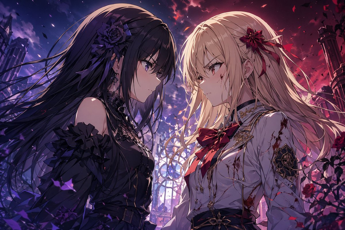Anime Illustration of Two Girls - AI image template preview