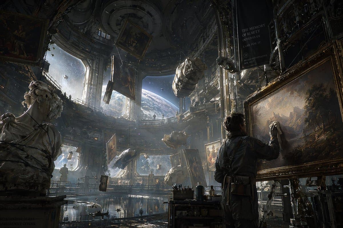 Sci-Fi Orbital Art Museum - AI image template preview