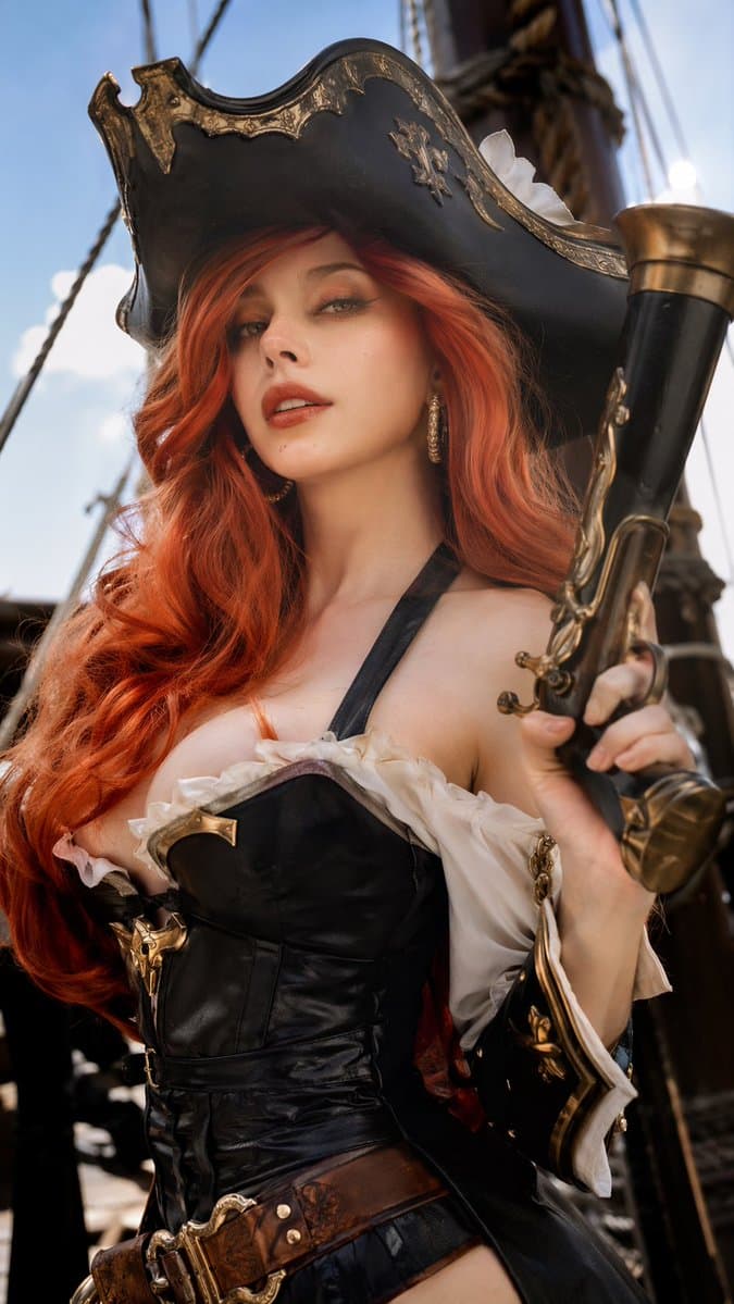 Realistic Pirate Cosplay Portrait - AI image template preview