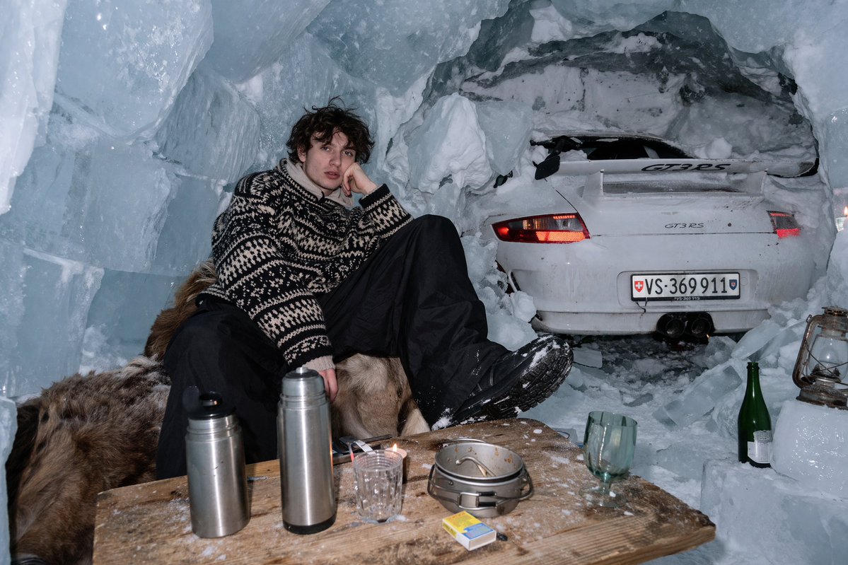 Surreal Ice Cave Flash Photography - AI image template preview