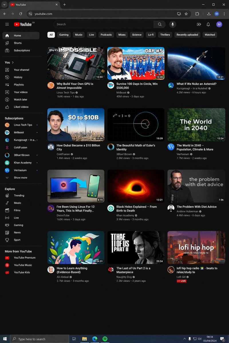 YouTube Dark Mode Desktop UI Mockup - AI image template preview