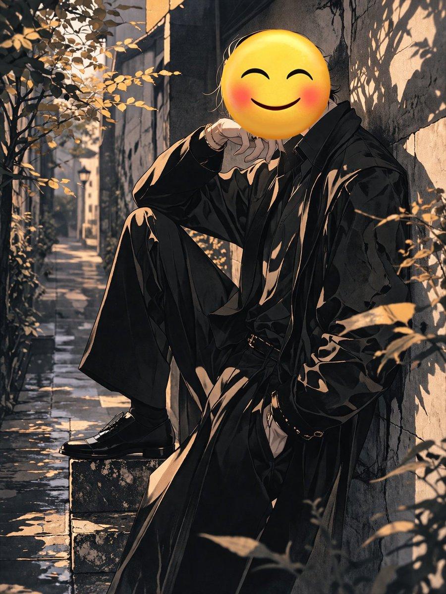 Figure with Emoji Head in Sunlit Alley - AI image template preview