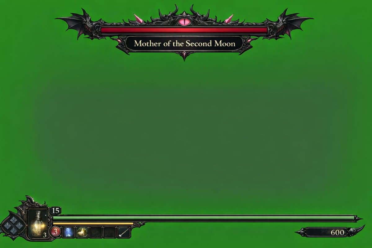 Dark Fantasy Game HUD on Green Screen - AI image template preview