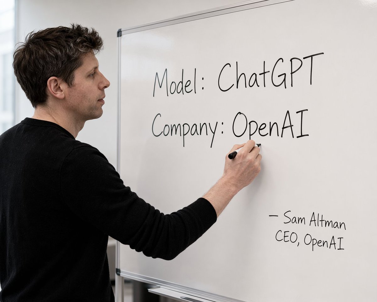 Tech CEO Writing on Whiteboard - AI image template preview