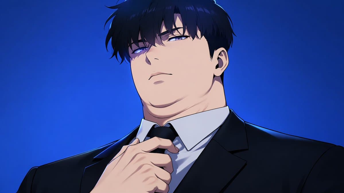 Manhwa Style Boss Adjusting Tie - AI image template preview