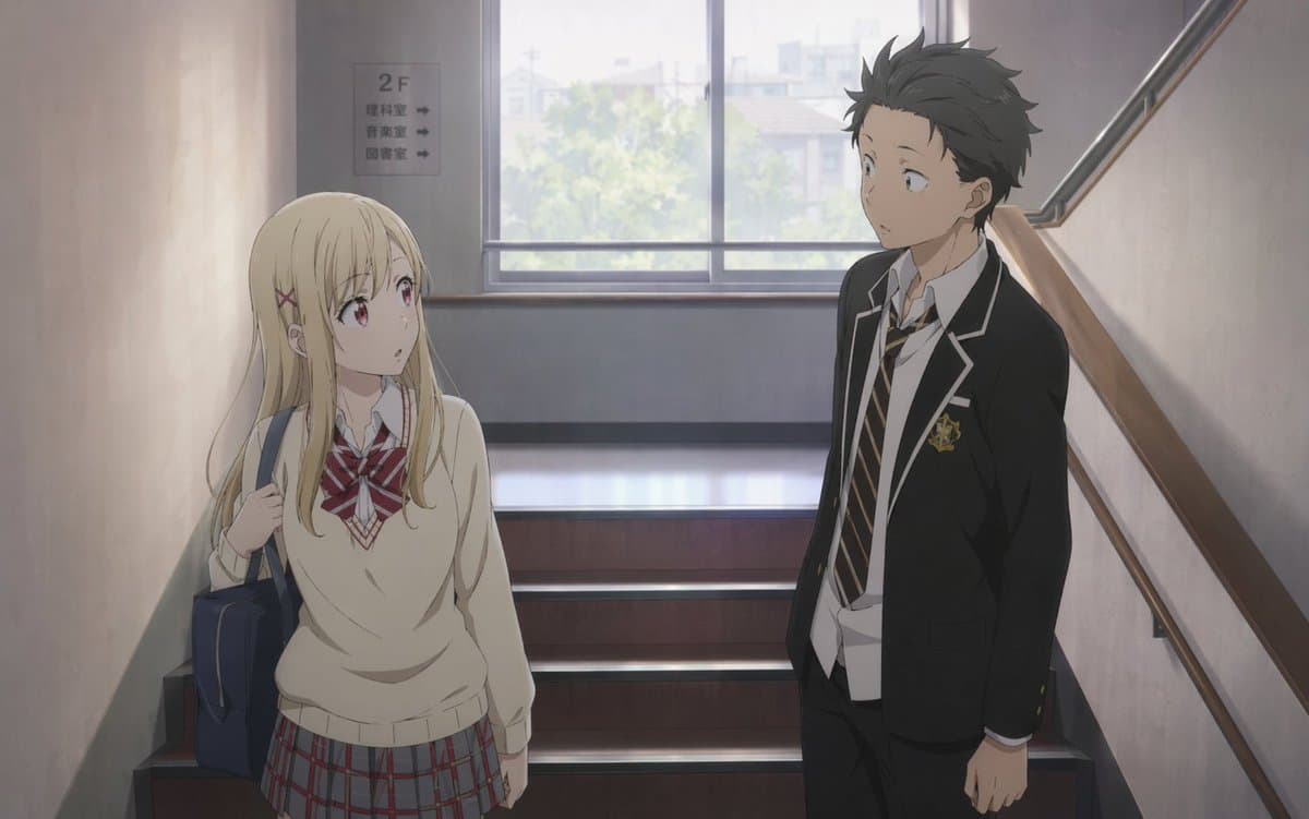 Anime School Stairwell Conversation - AI image template preview