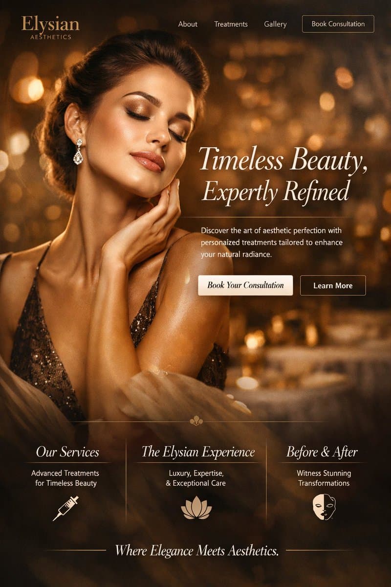 Luxury Aesthetics Website Mockup - AI image template preview
