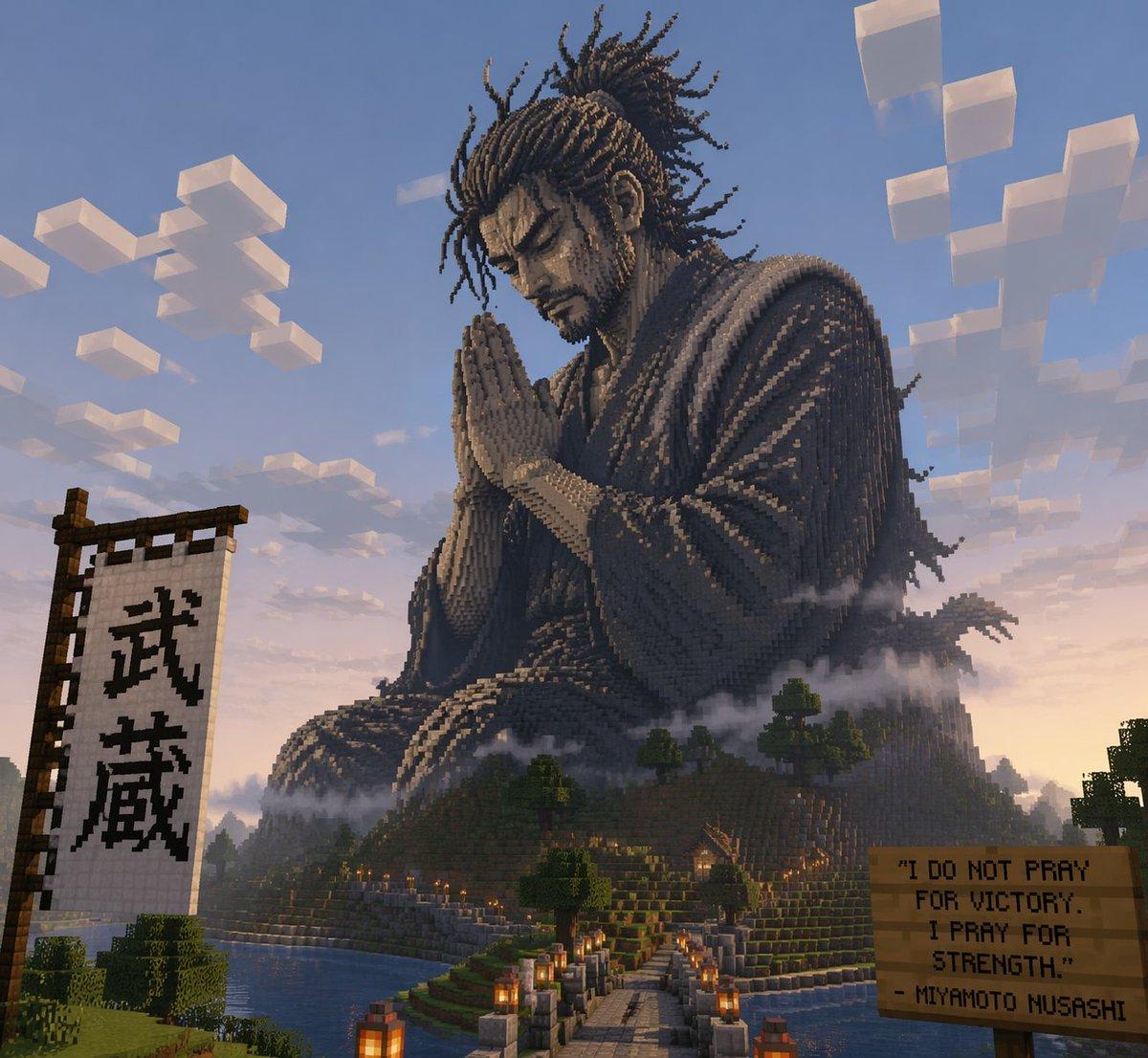 Minecraft Statue of Musashi - AI image template preview