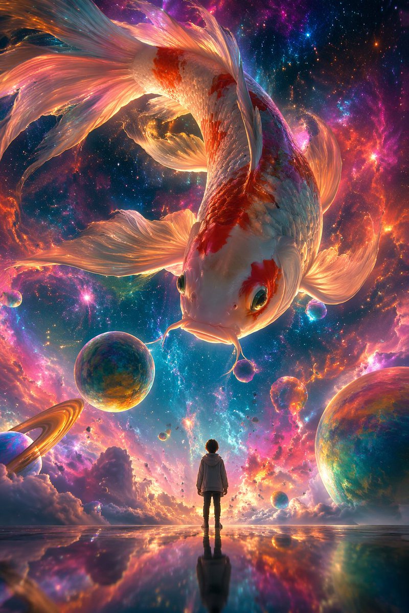 Surrealist Koi Fish Illustration - AI image template preview