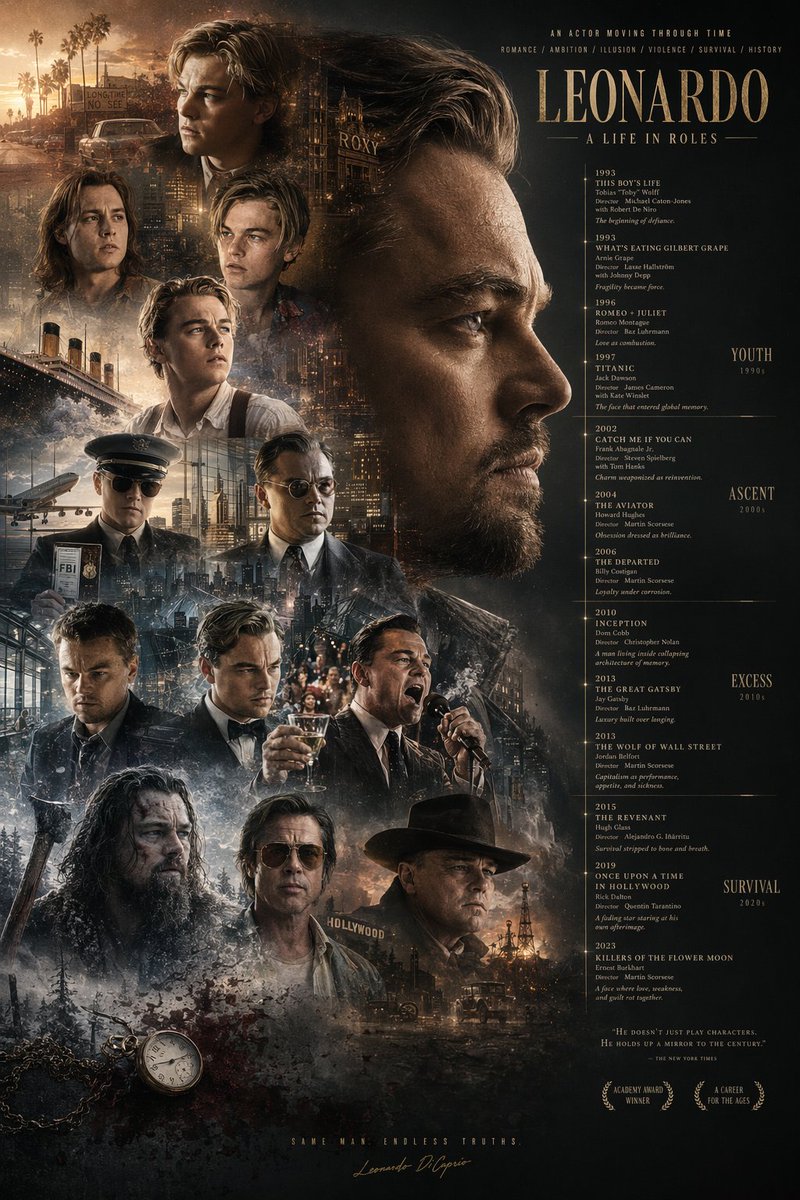 Mirrored Actor Retrospective Poster - AI image template preview