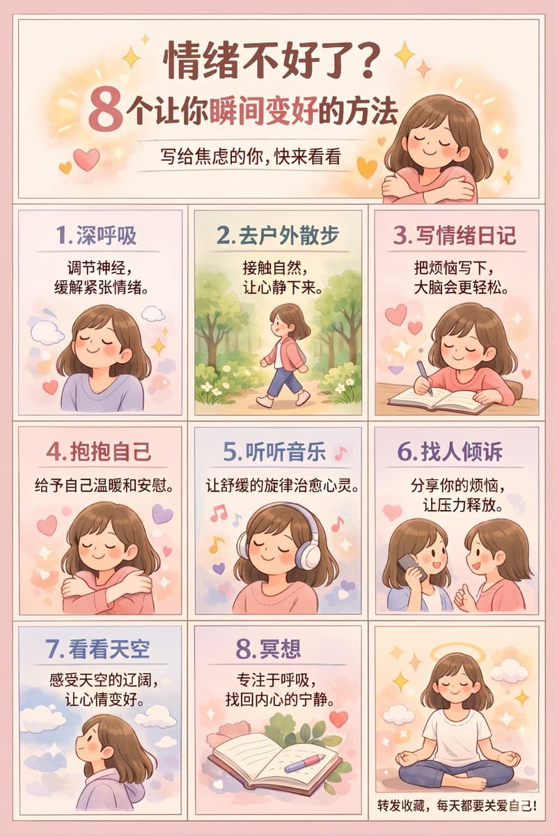 9-Panel Self-Care Infographic Grid - AI image template preview