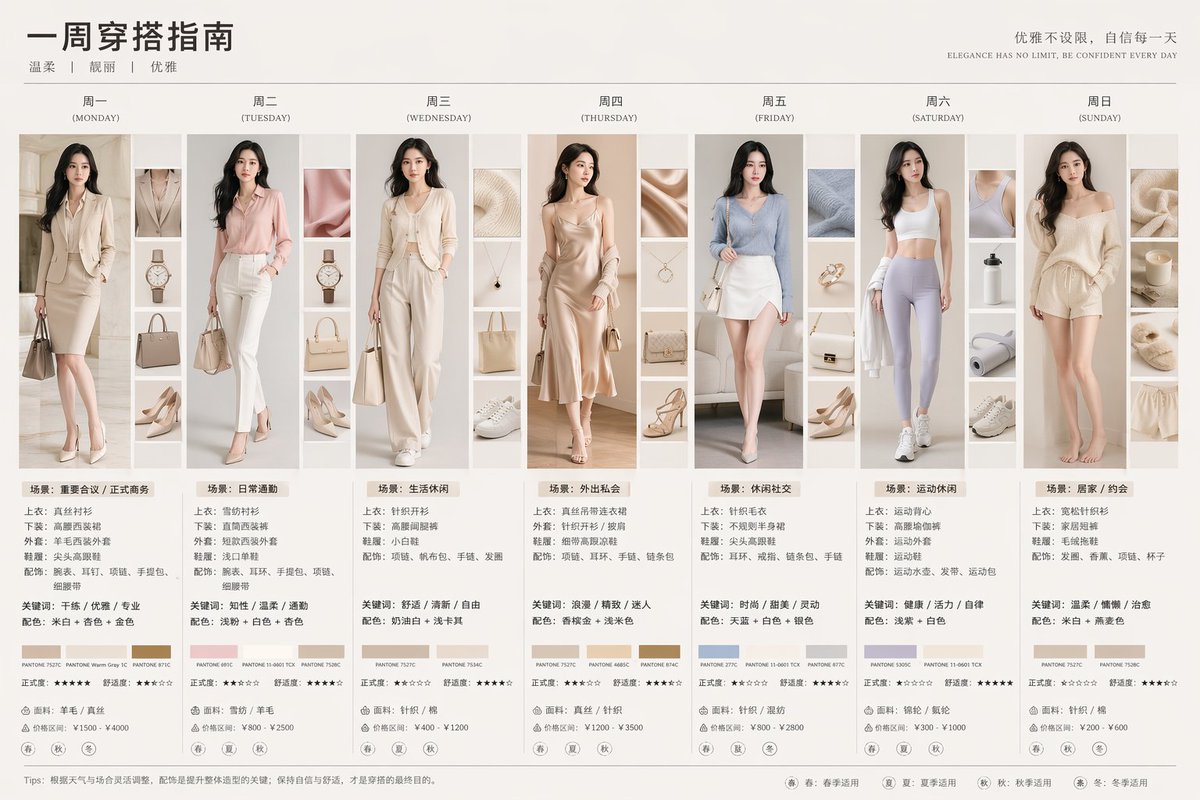 7-Day Fashion Lookbook Infographic - AI image template preview