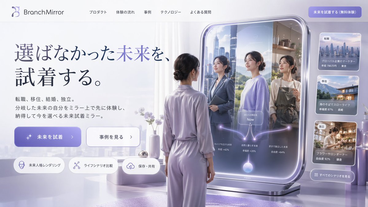 Futuristic Smart Mirror Website Mockup - AI image template preview