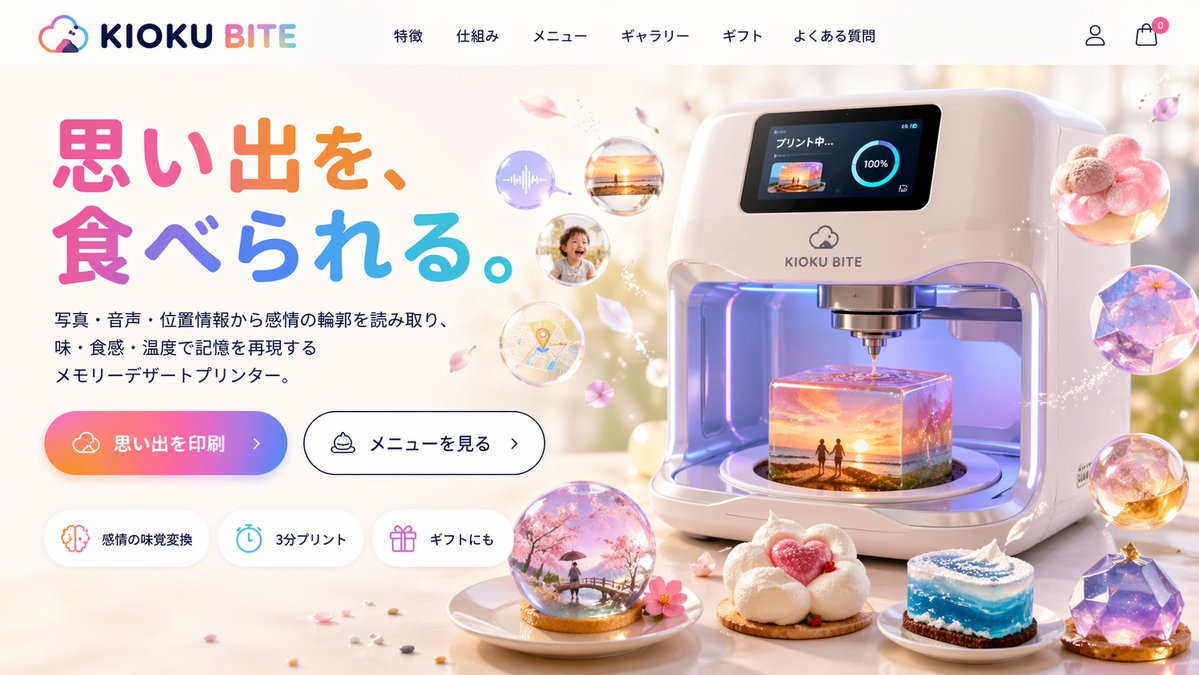 Futuristic 3D Food Printer Landing Page - AI image template preview