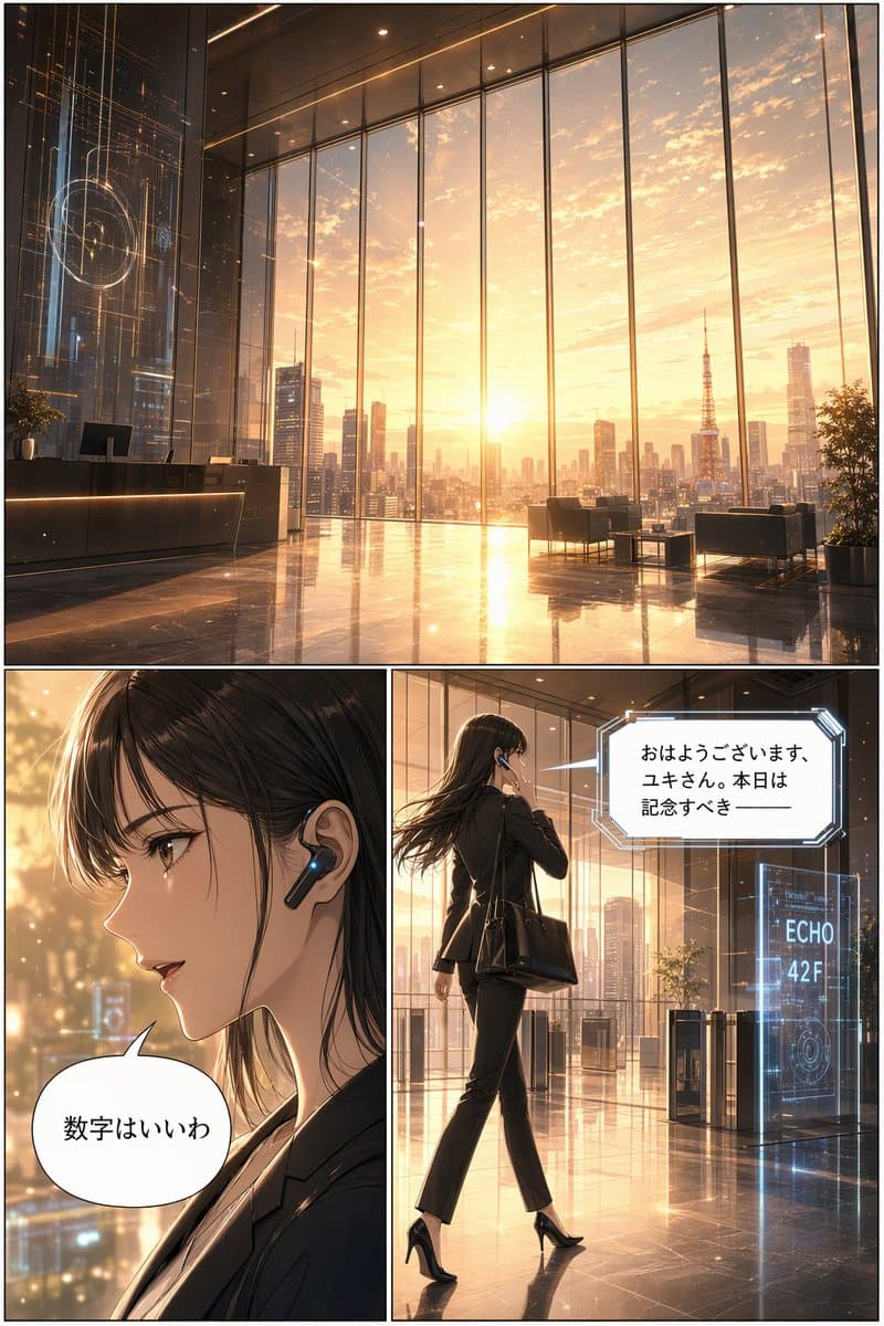 Futuristic Corporate 3-Panel Manga Page - AI image template preview