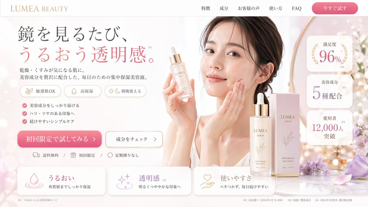 Beauty Landing Page Hero Section - AI image template preview