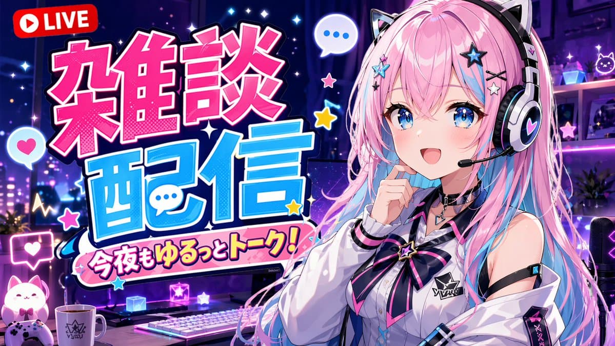 VTuber Chat Stream Thumbnail - AI image template preview