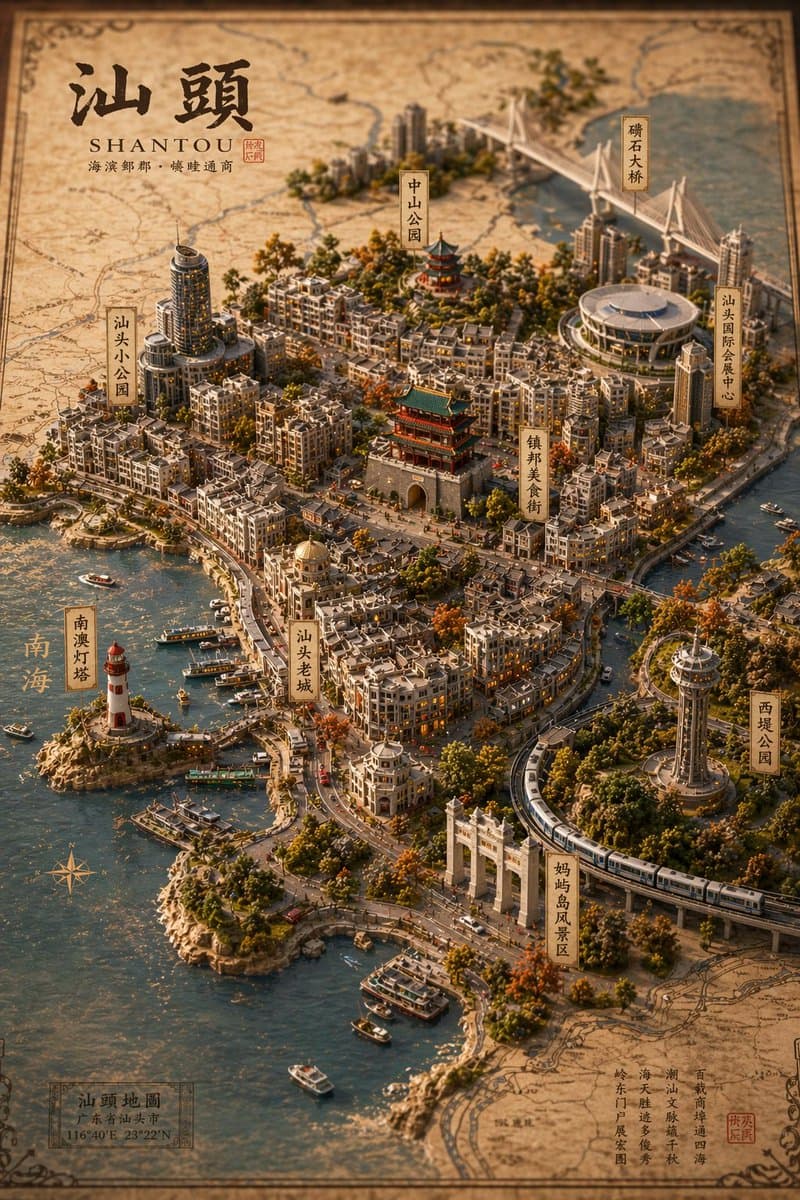 Vintage 3D Miniature City Map - AI image template preview