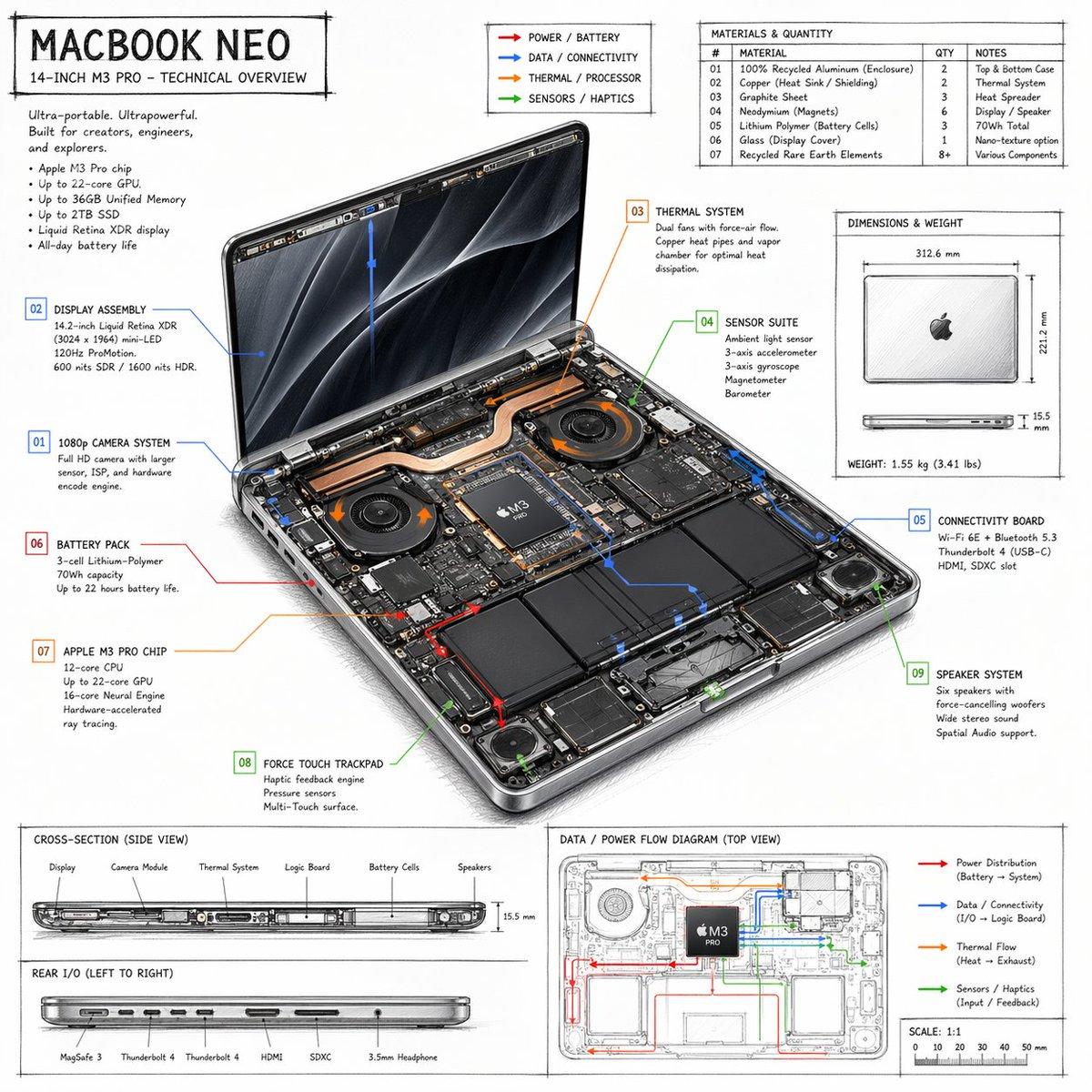 Laptop Technical Overview Infographic - AI image template preview
