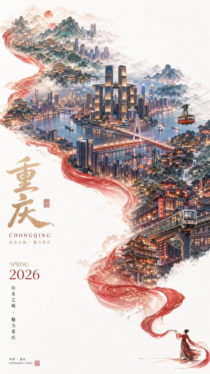 Surreal Cityscape Travel Poster - AI image template preview