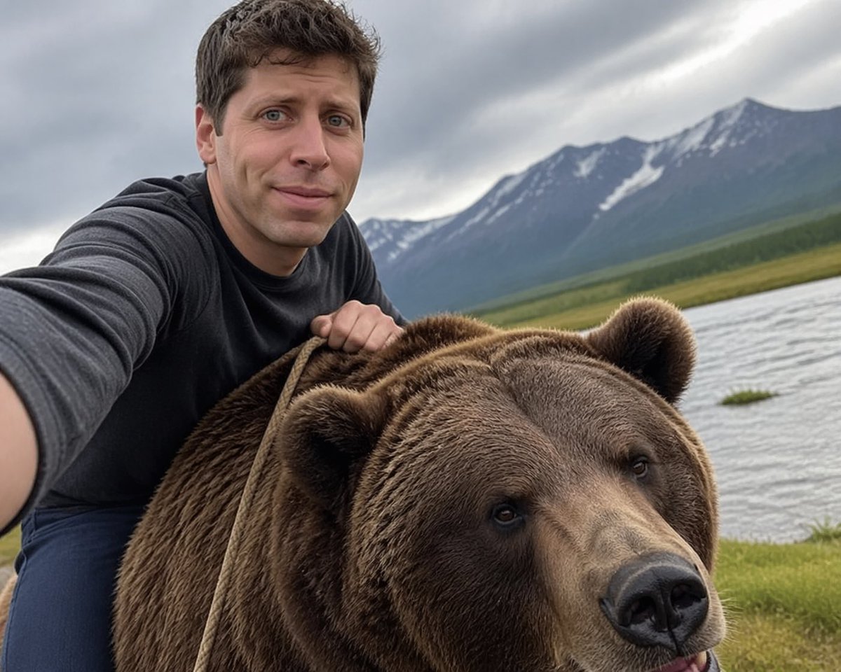 Sam Altman Riding a Bear - AI image template preview