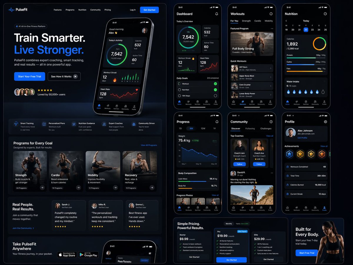 Fitness SaaS Landing Page UI - AI image template preview