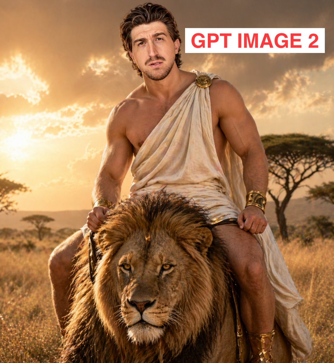 Greek God Riding a Lion - AI image template preview