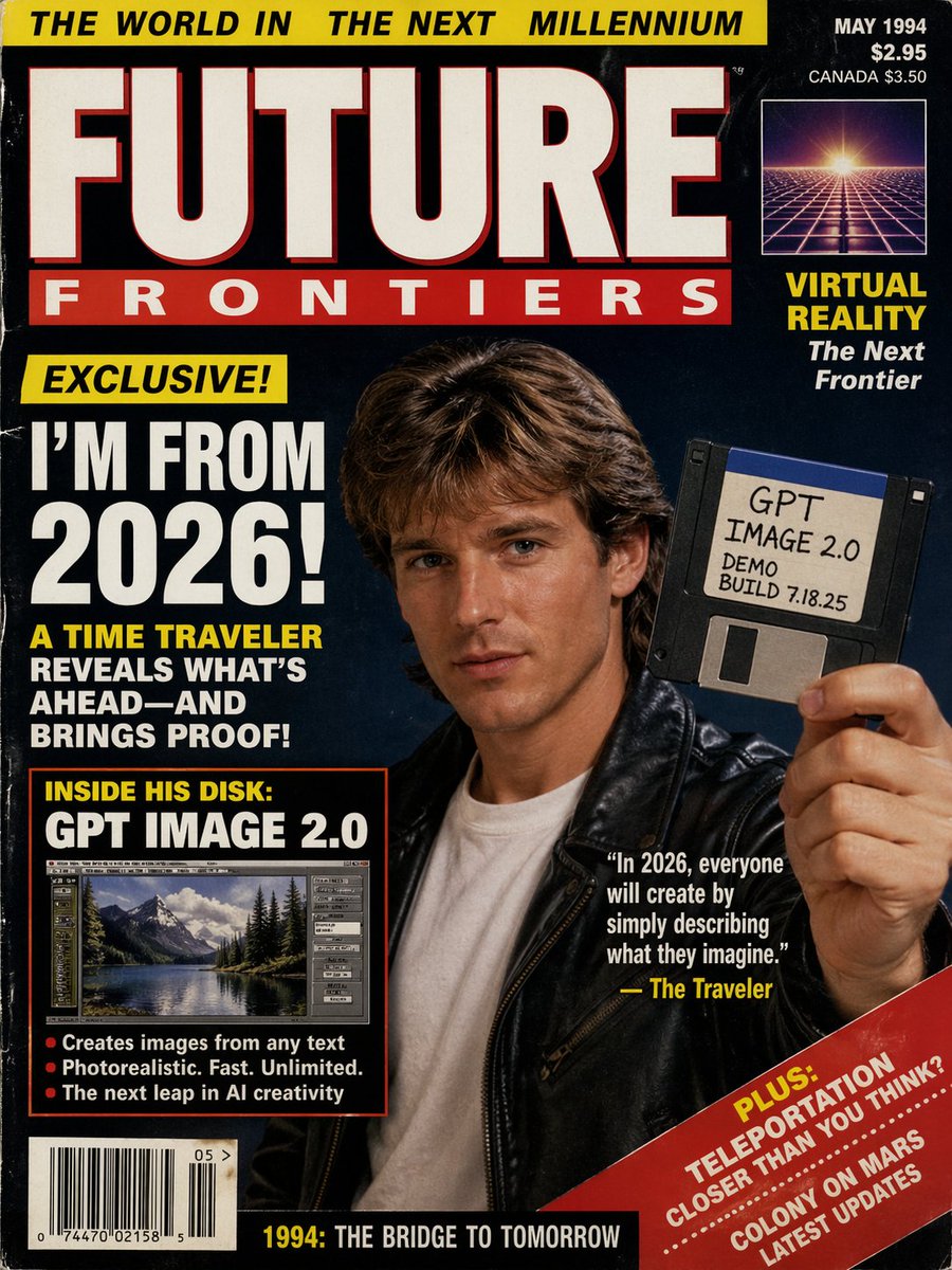 1990s Time Traveler Magazine Cover - AI image template preview