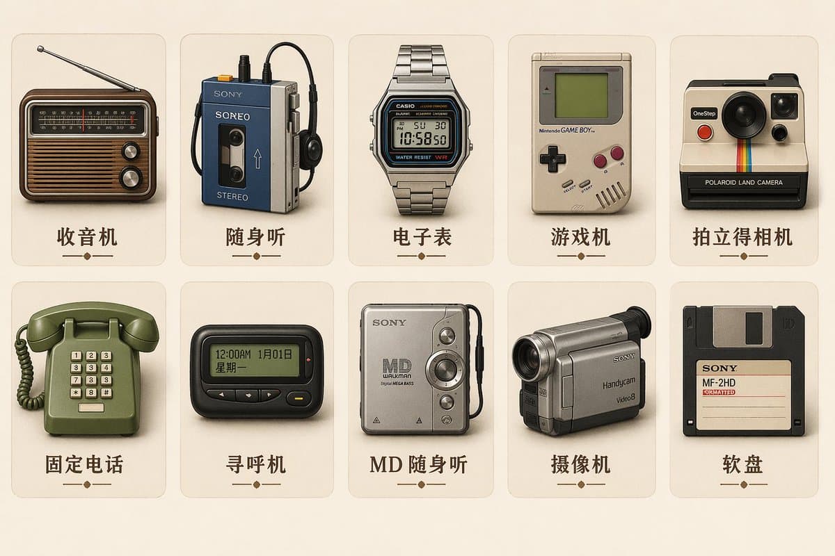 Vintage Skeuomorphic Icon Set - AI image template preview