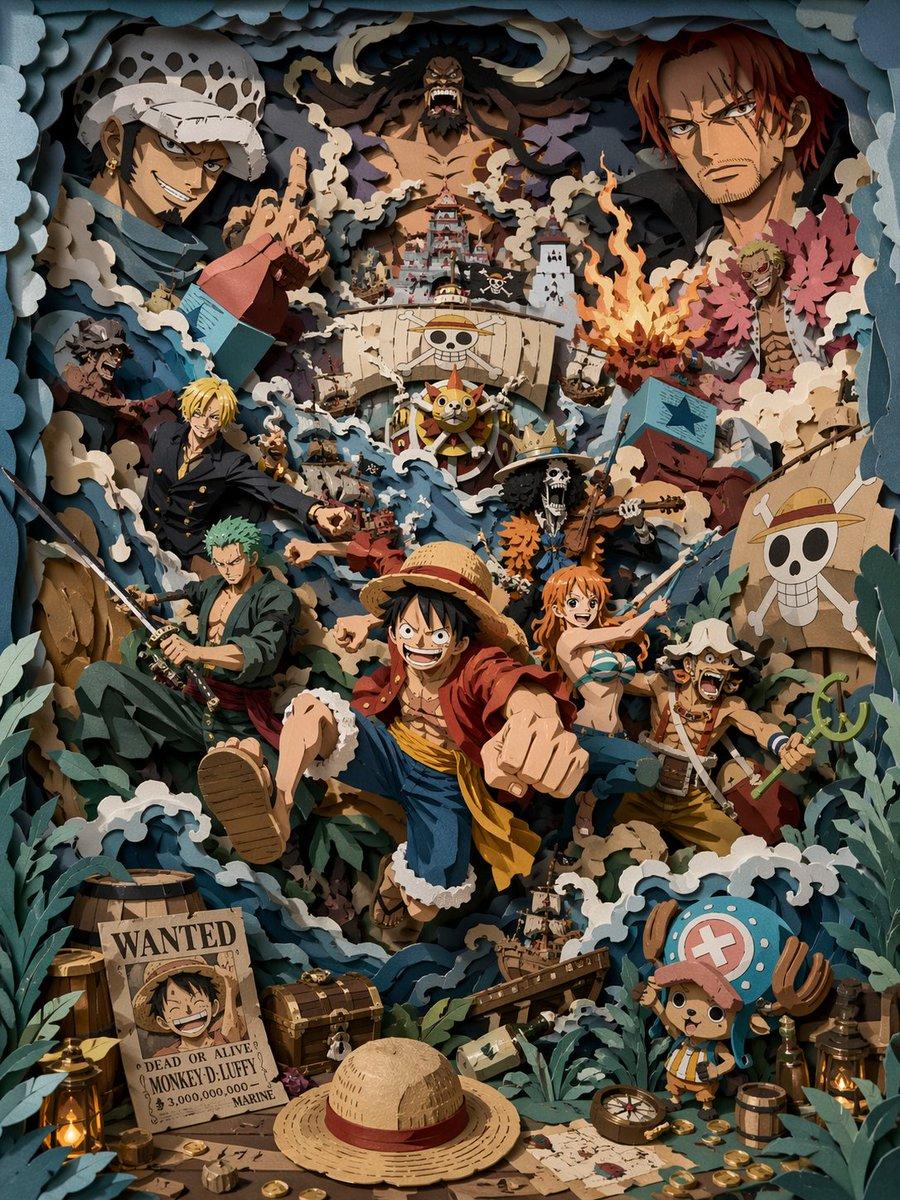 3D Papercut Pirate Scene - AI image template preview